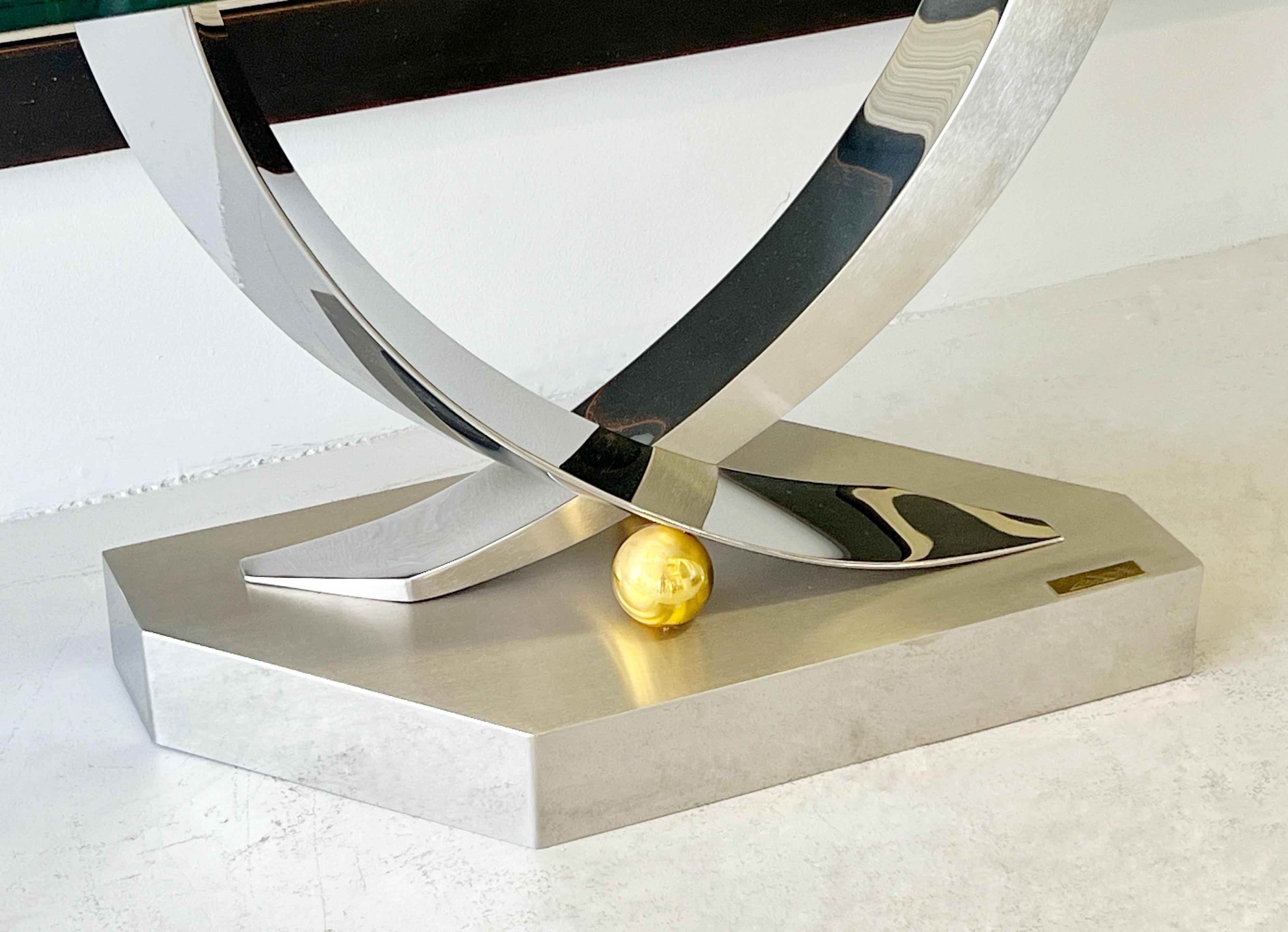 Late 20th Century Greg Sheres Stainless Steel Modern Console Table For Sale