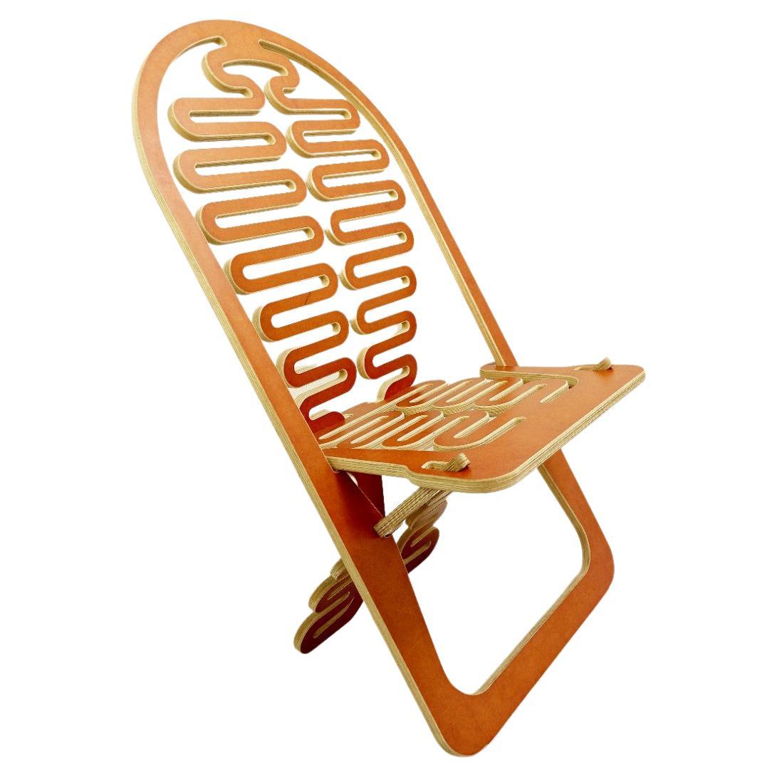 Gregg Fleishman Prototyp Europäischer Sperrholzstuhl „Lumbarest“ oder Puzzle-Stuhl mit Ausschnitt aus Sperrholz