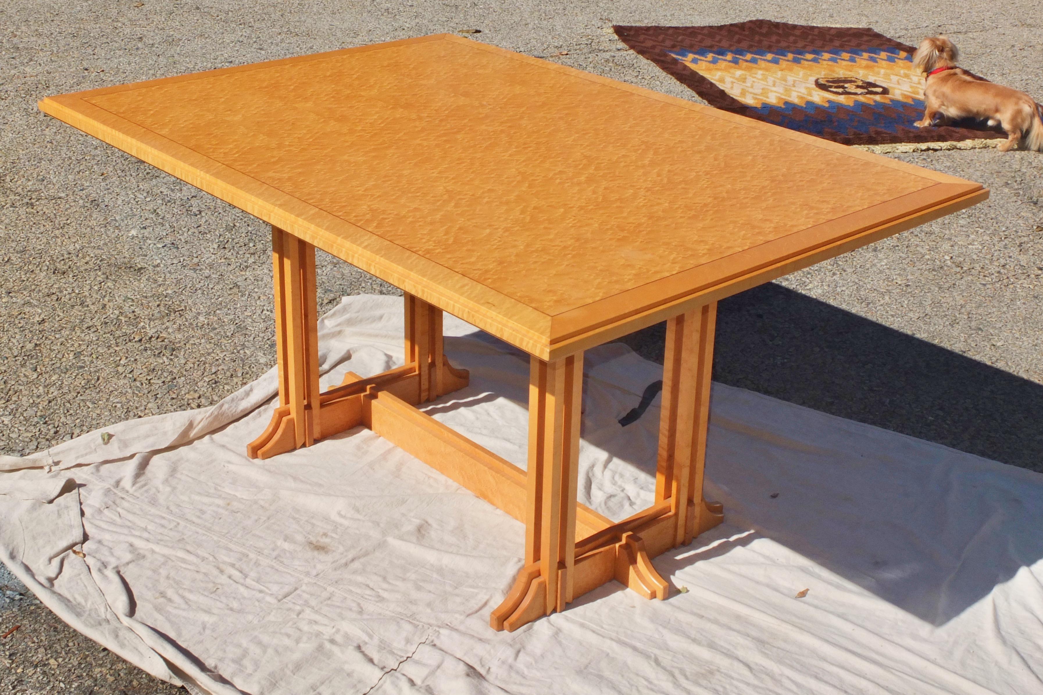 Gregg Lipton Studio Craft Trestle Table In Good Condition For Sale In Hanover, MA