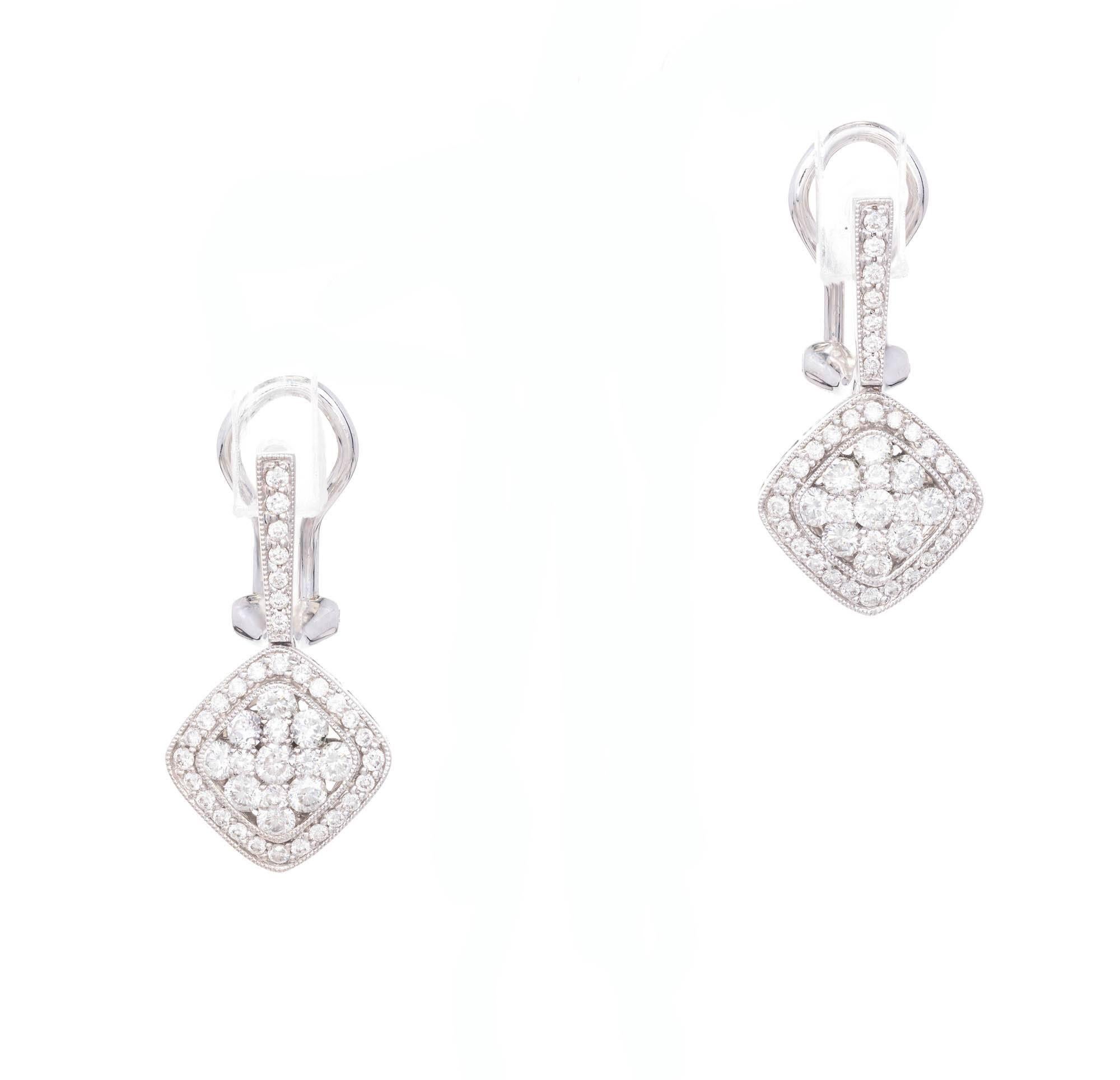 Gregg Ruth 1.20 Carat Diamond Cluster Gold Dangle Earrings 2