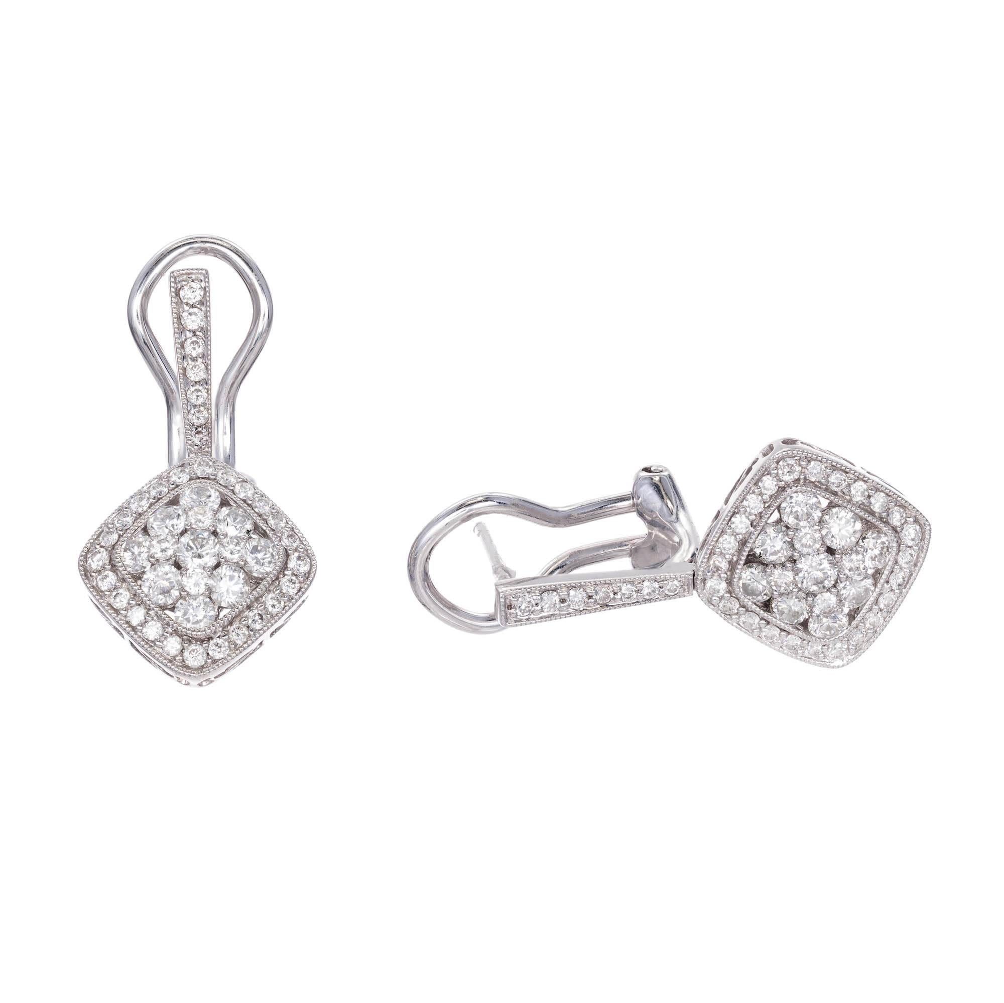 Gregg Ruth 1.20 Carat Diamond Cluster Gold Dangle Earrings
