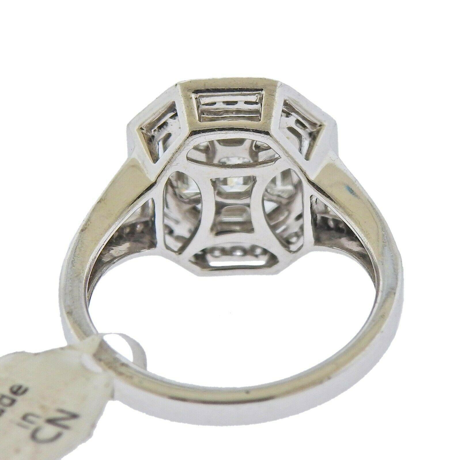 Baguette Cut Gregg Ruth 1.20 Carat Diamond Gold Engagement Ring For Sale