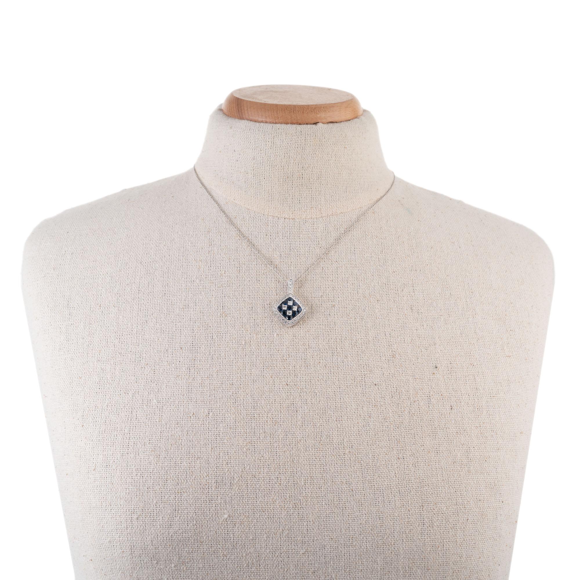 Women's Gregg Ruth 1.25 Carat Sapphire Diamond White Gold Pendant Necklace For Sale