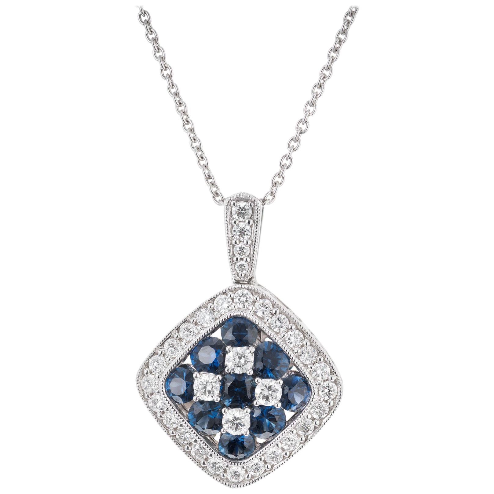 Gregg Ruth 1.25 Carat Sapphire Diamond White Gold Pendant Necklace For Sale