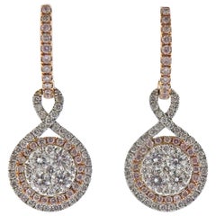 Gregg Ruth 1.43 Carat Pink White Diamond Gold Earrings