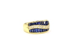 Gregg Ruth 18 Karat Blue Sapphire and Diamond Wide Ring