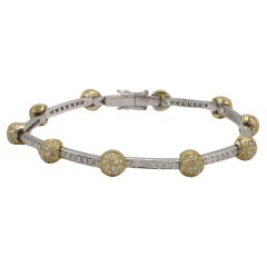 Gregg Ruth 18 Karat Two-Tone Gold Natural Diamond Tennis Line Bracelet