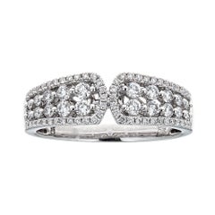 Gregg Ruth, bague d'alliance en or blanc 18 carats et diamants ronds de 0,65 carat, taille 52