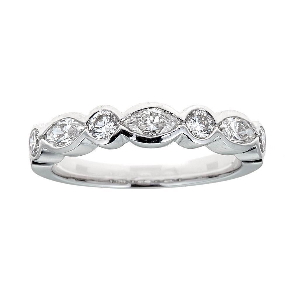 Gregg Ruth 1.0 Carat Diamond Band 18 karat White Gold Engagement Ring Size 6.5 For Sale