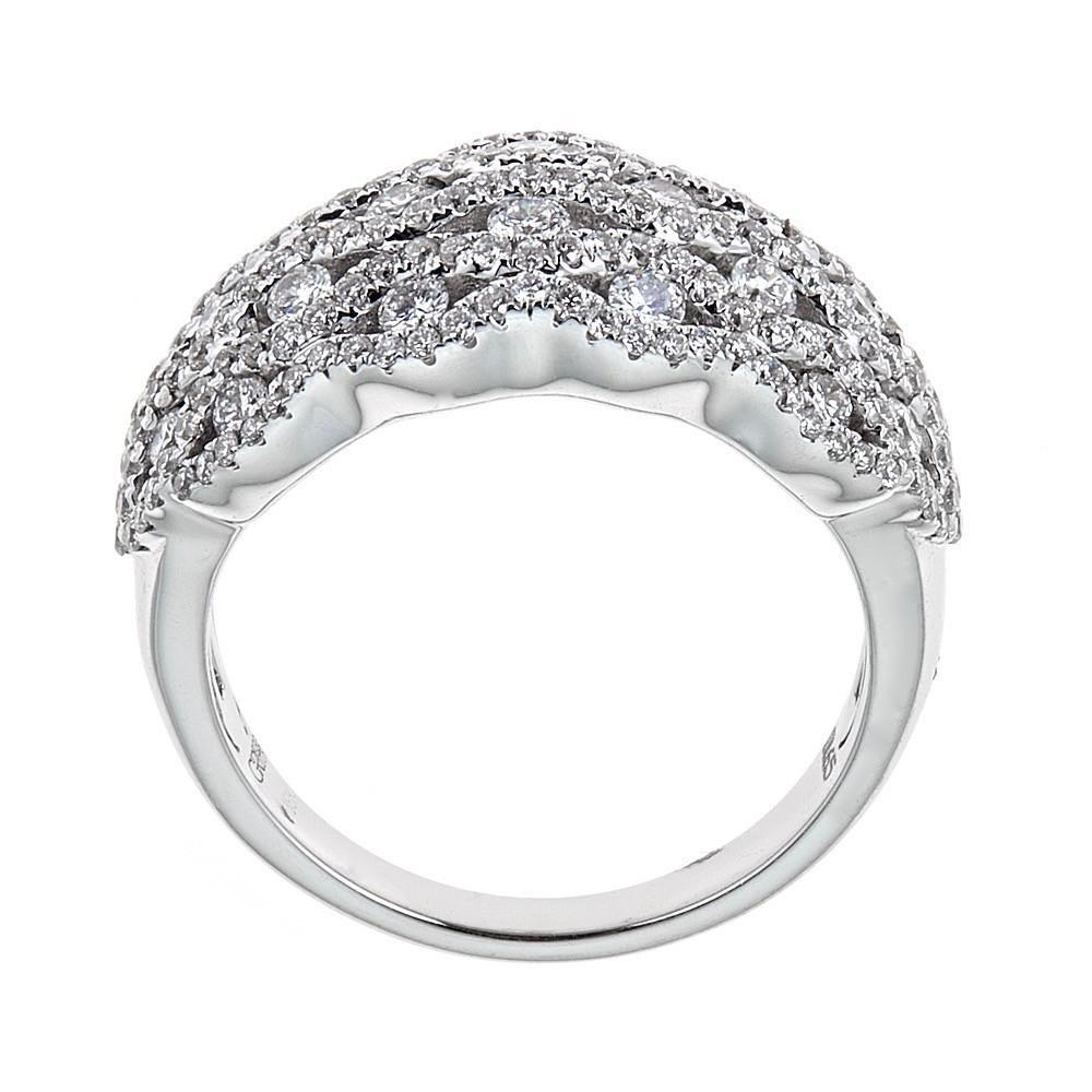 Fine Cocktail Ring in Size 7  by Gregg Ruth Features Round Pave Set Diamonds in VS-SI Clarity and G-H color. 
This fine ring from renowned designer Gregg Ruth is handcrafted in 18K white gold and set with 1.65 carats in round-cut diamonds. The ring