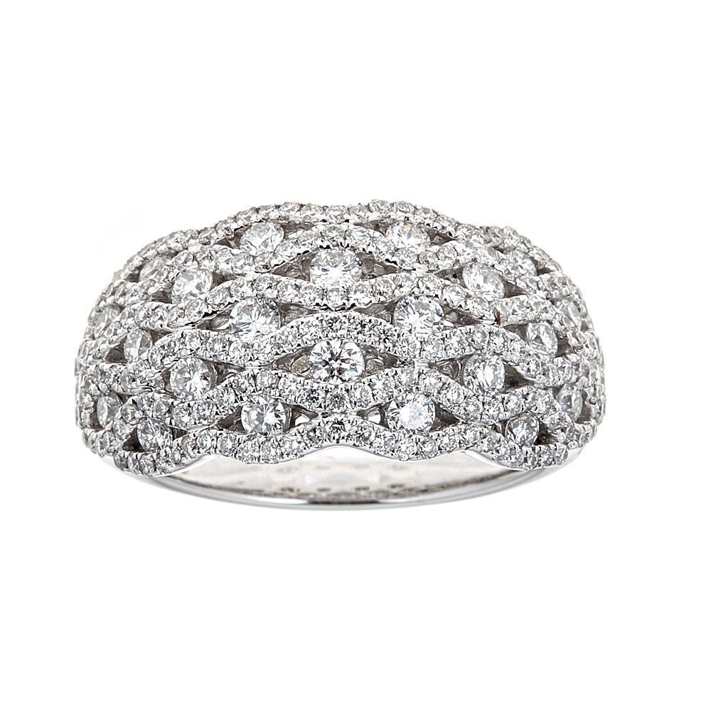 Gregg Ruth 18 Karat White Gold and 1.65 Carat Diamond Cocktail Fashion Ring