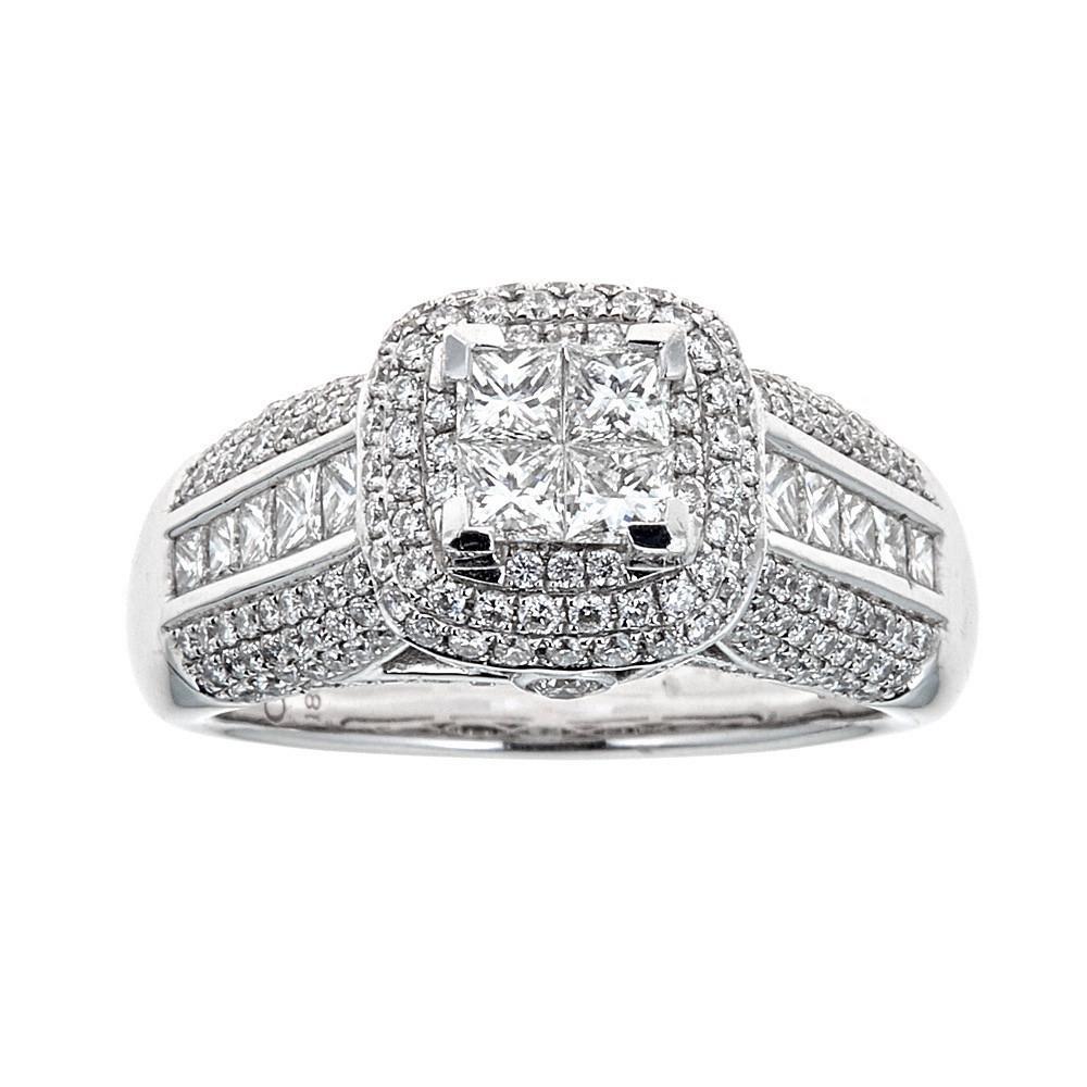 Gregg Ruth 18k White Gold 1.75 Carat Princess Cut Diamond Engagement Ring Sz 6.7