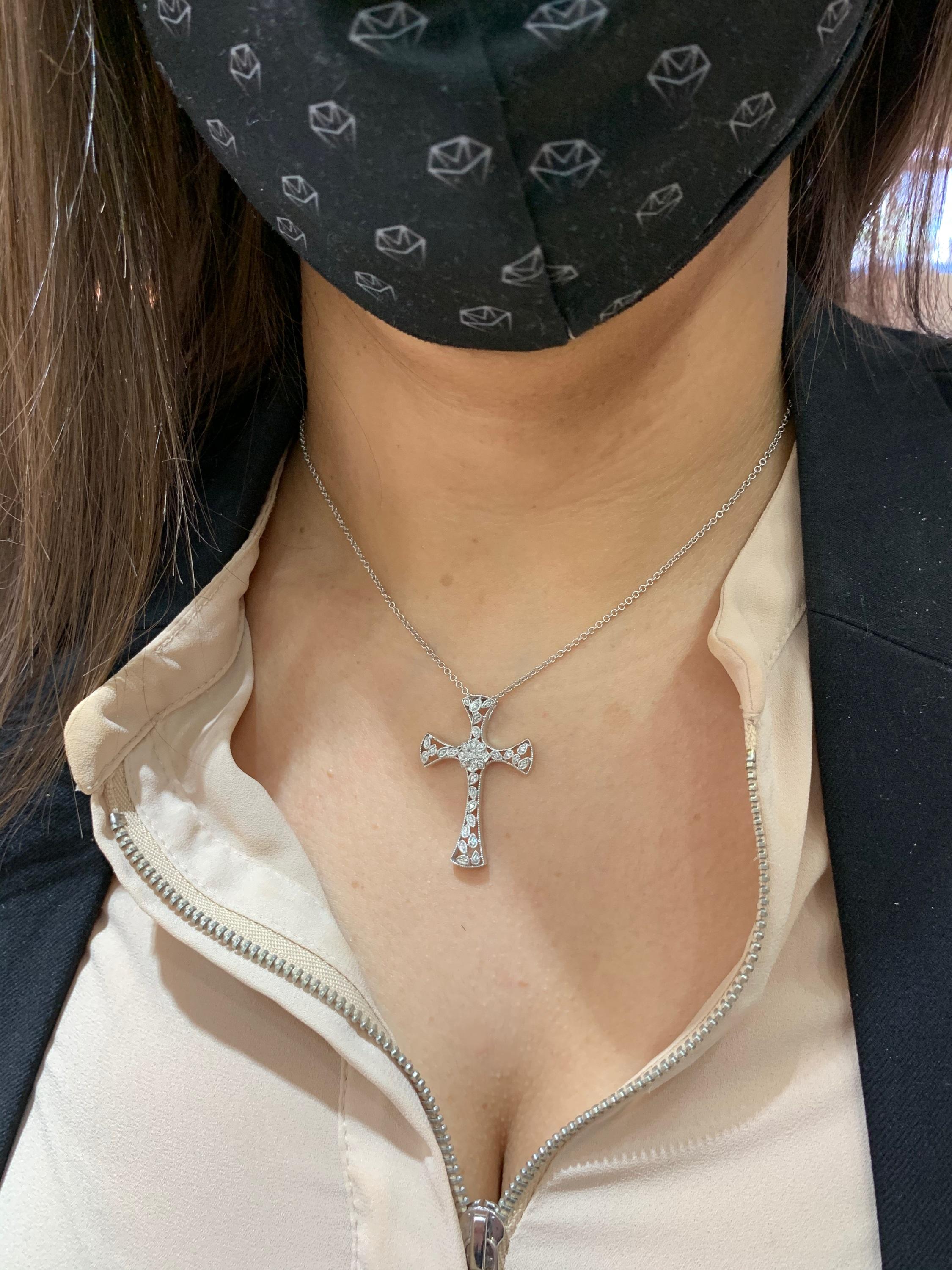 silver filigree cross necklace