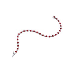 Gregg Ruth 18 Karat White Gold Ruby and Diamond Tennis Bracelet