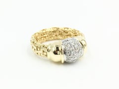 Gregg Ruth 18 Karat Woven Ring with Pavé Diamonds