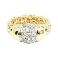 Gregg Ruth 18 Karat Woven Ring with Pavé Diamonds