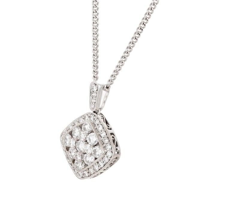 Gregg Ruth 1.81 Carat Diamond Cluster White Gold Pendant Necklace at ...