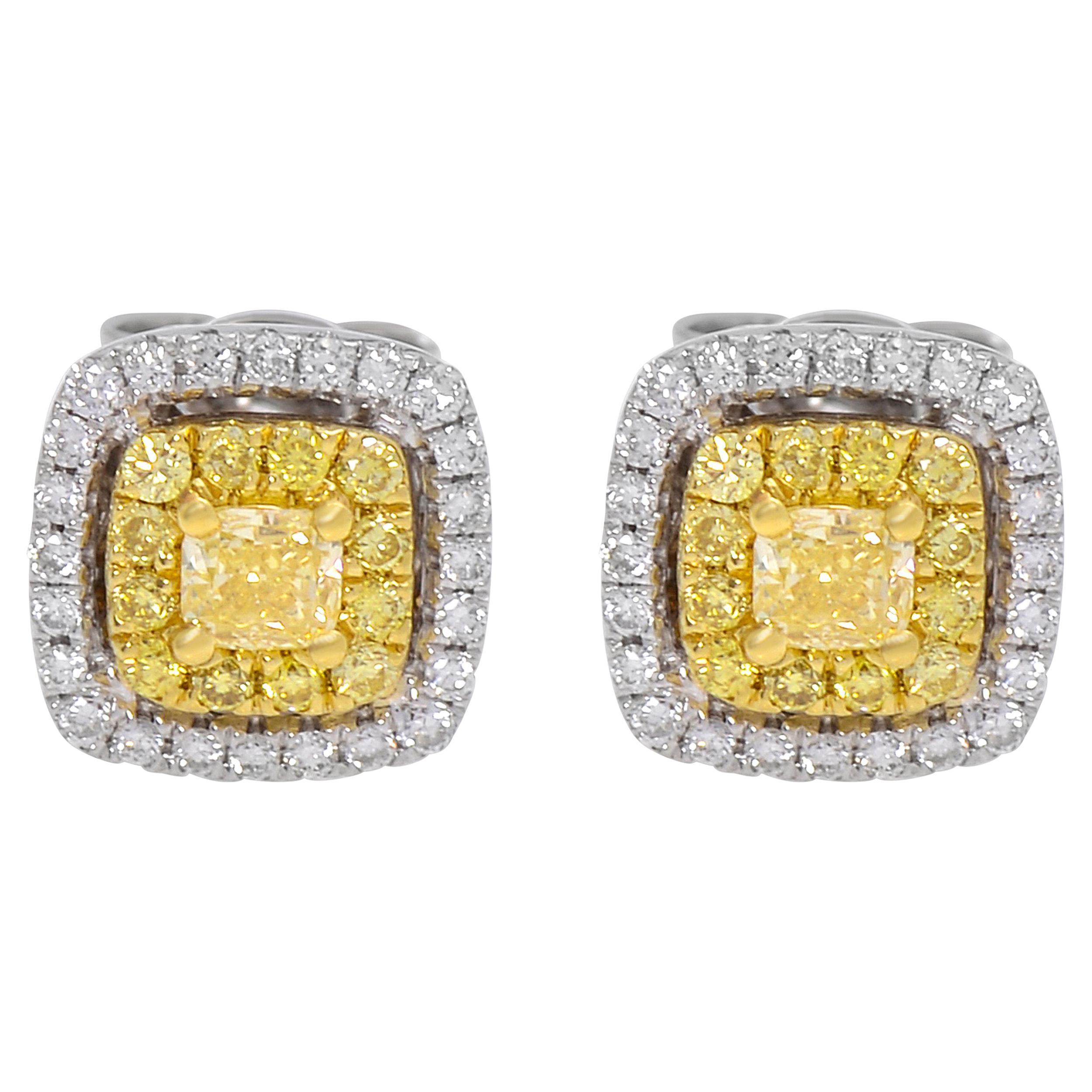 Fancy Yellow Diamond Stud Earrings at 1stDibs