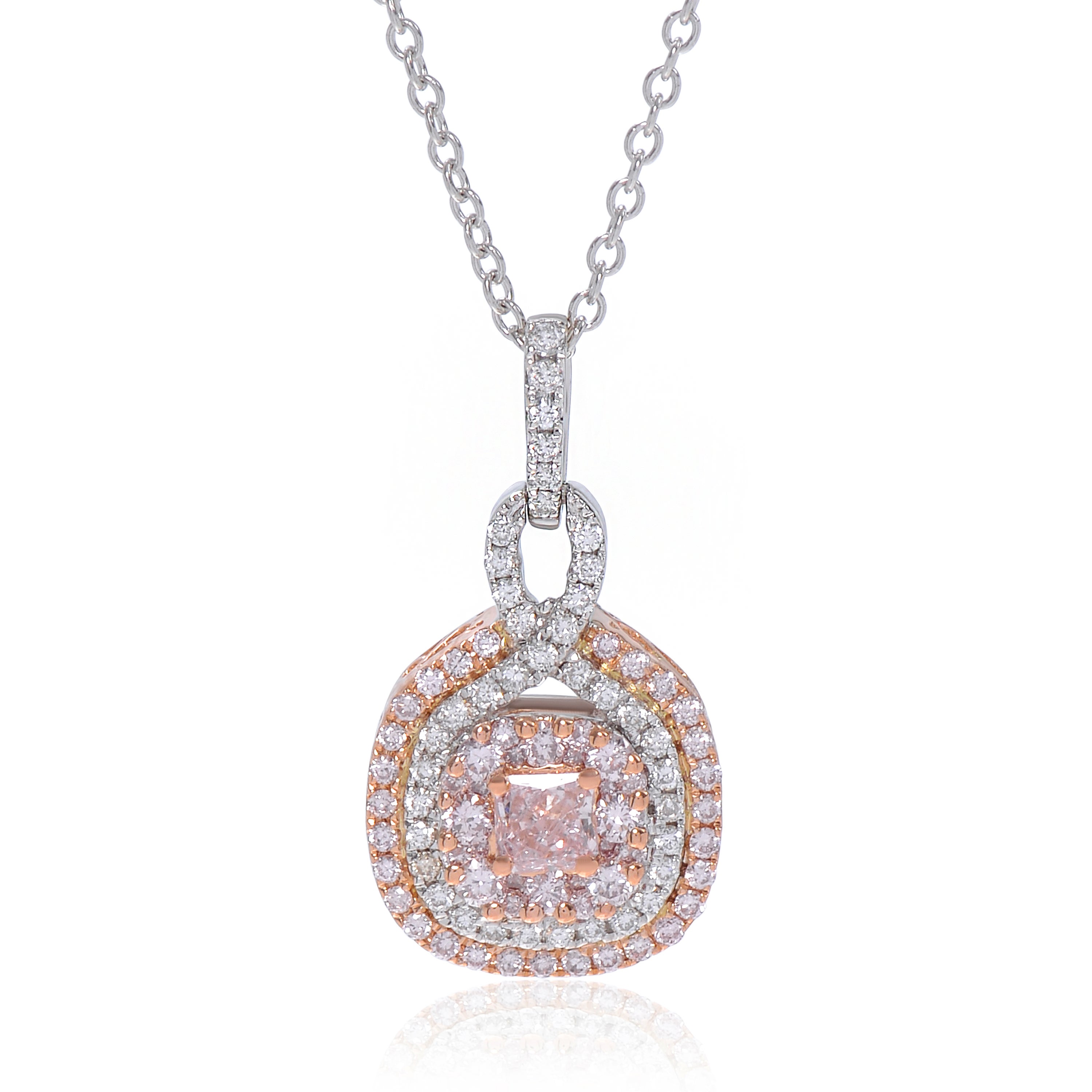 Gregg Ruth 18k Gold, Pink & White Diamond Pendant Necklace