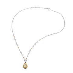 Ciondolo a forma di aureola con diamante giallo in oro bicolore Gregg Ruth 18K su catena di diamanti