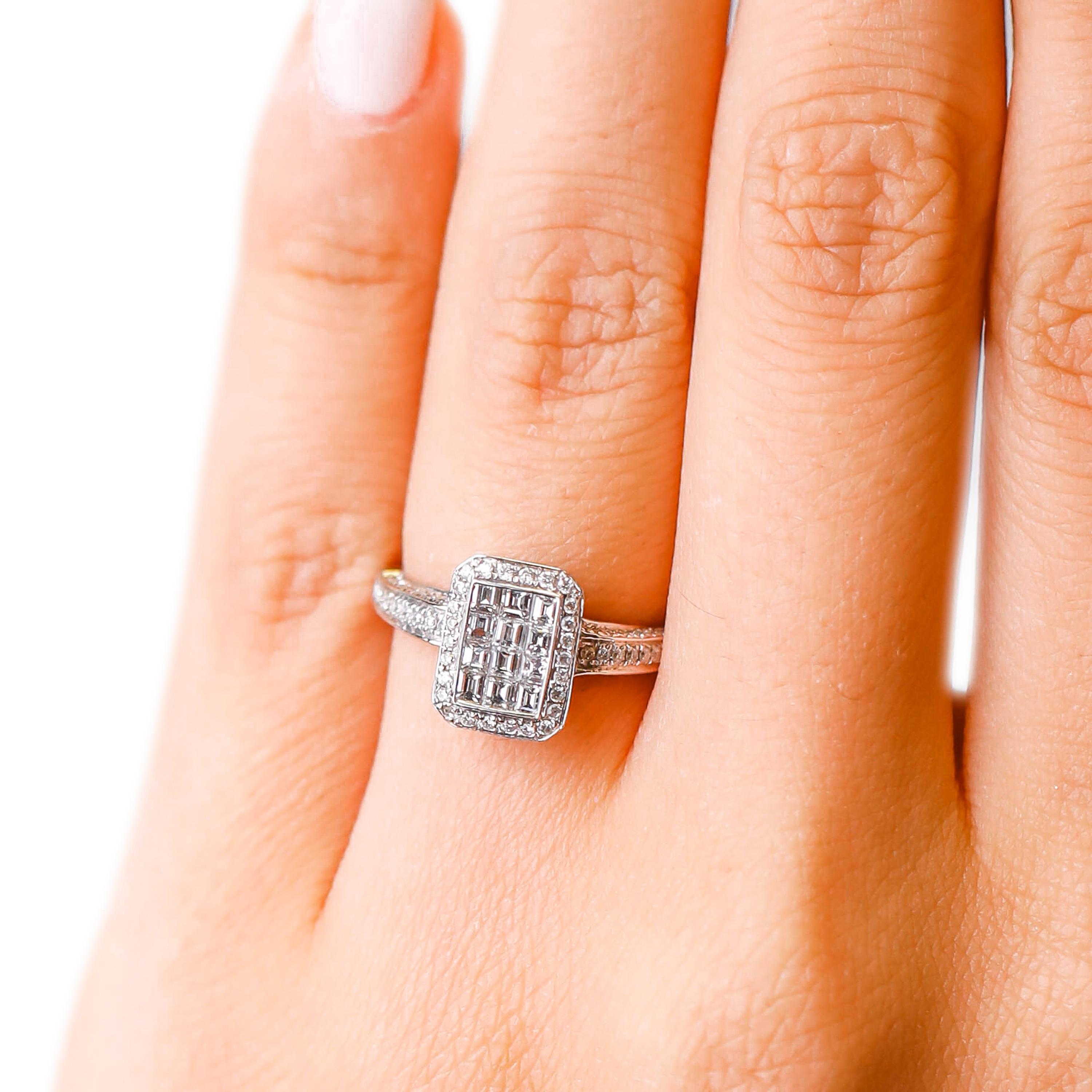 Gregg Ruth 18k White Gold 1.0 Carat Princess Cut Diamond Engagement Ring Sz 6.5 For Sale 2