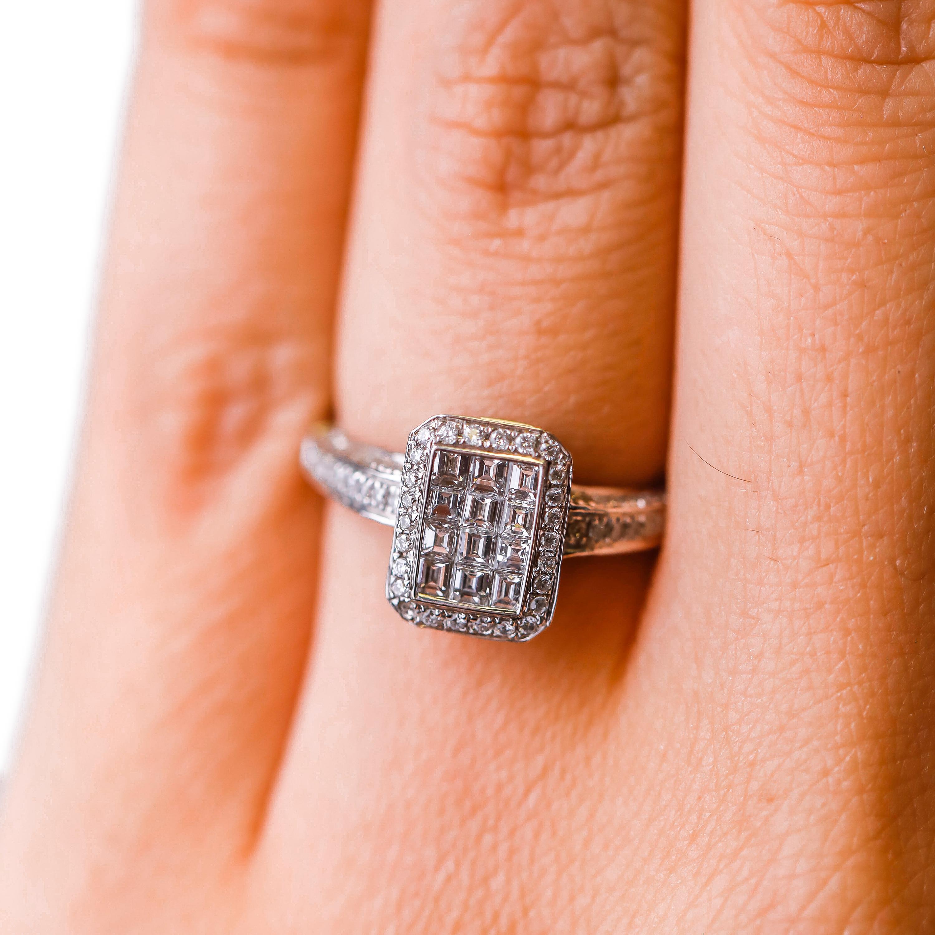 Gregg Ruth 18k White Gold 1.0 Carat Princess Cut Diamond Engagement Ring Sz 6.5 For Sale 3