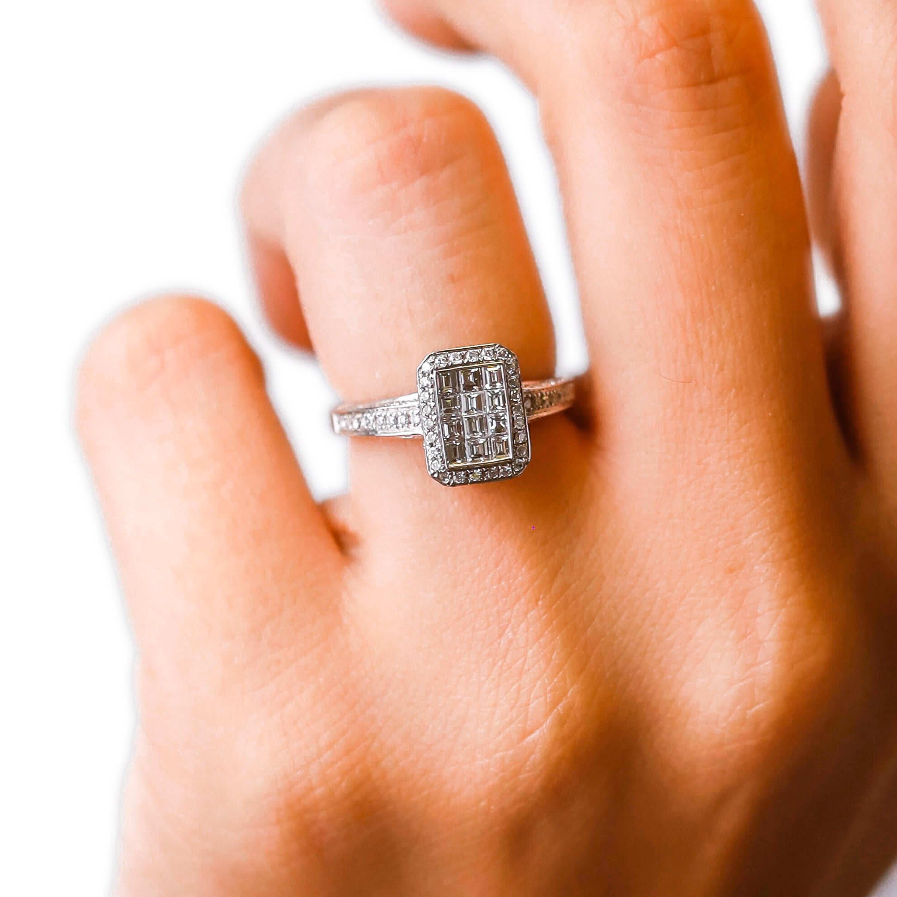Gregg Ruth 18k White Gold 1.0 Carat Princess Cut Diamond Engagement Ring Sz 6.5 For Sale 4