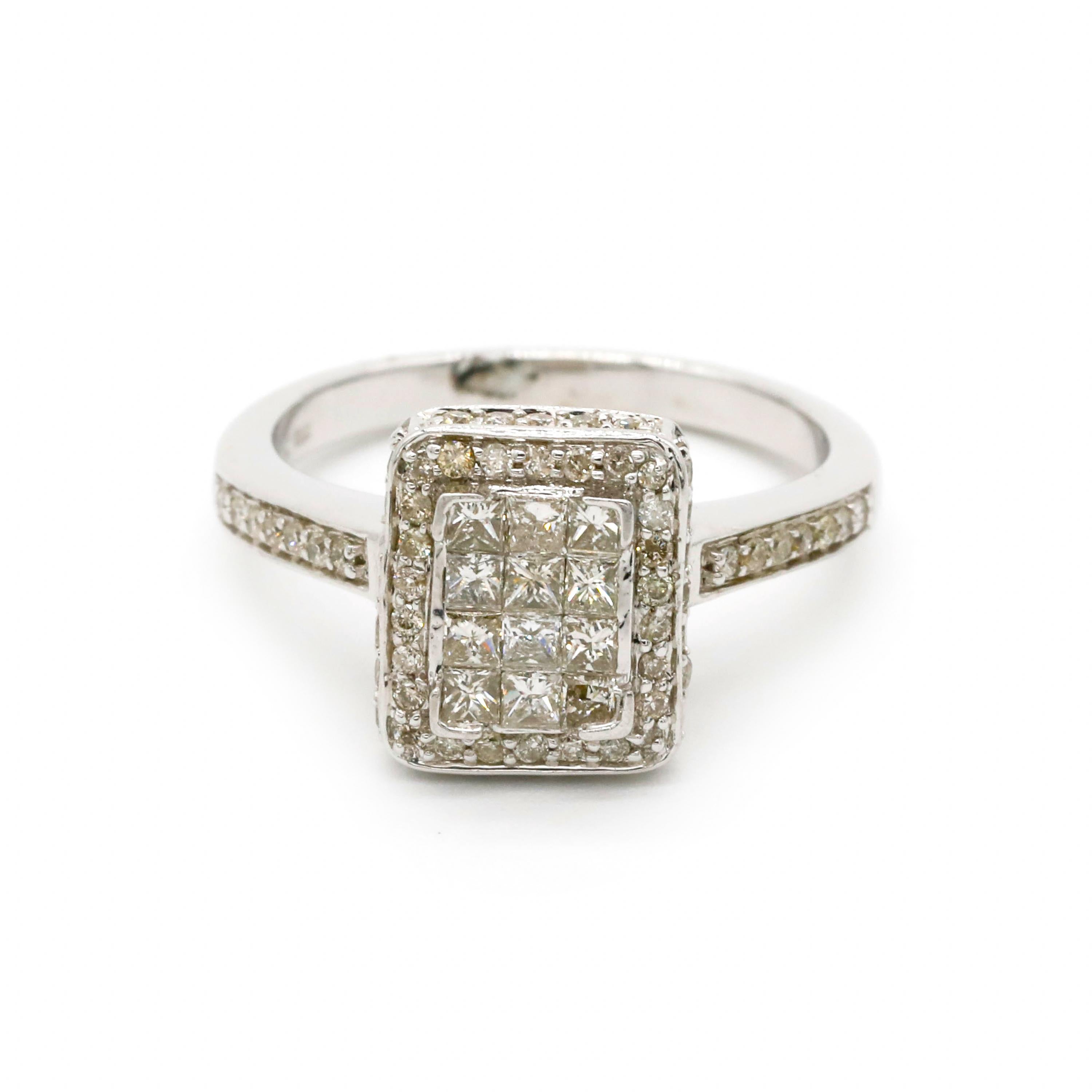 Gregg Ruth 18k White Gold 1.0 Carat Princess Cut Diamond Engagement Ring Sz 6.5 In New Condition For Sale In New York, NY