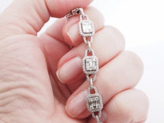 GREGG RUTH Bracelet en or blanc 18 carats 3,7 ct de diamants ronds et baguettes G / SI1