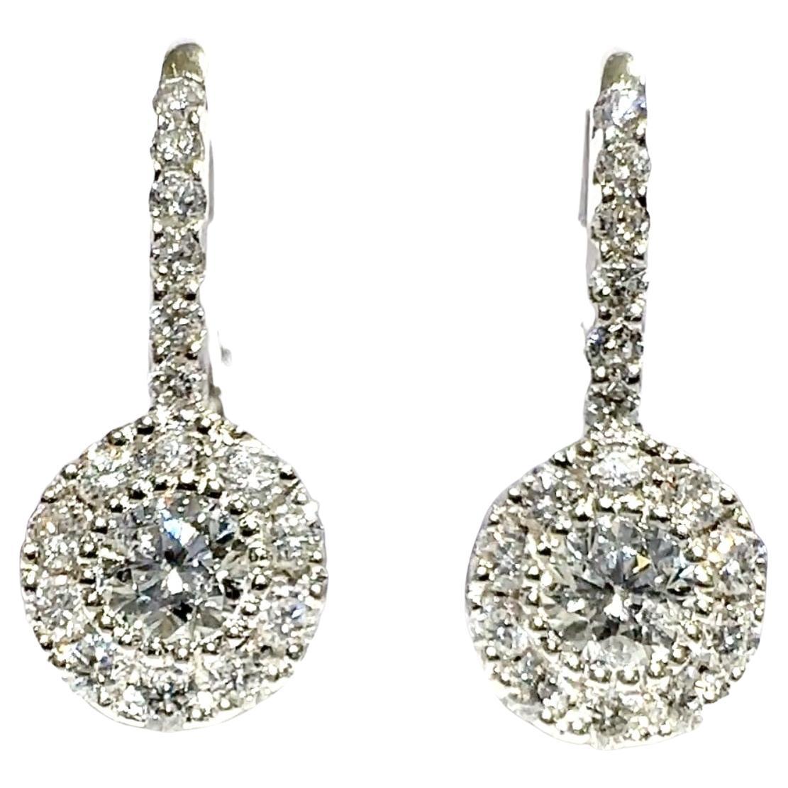 Gregg Ruth 18k White Gold Diamond Dangle Earrings With Appraisal