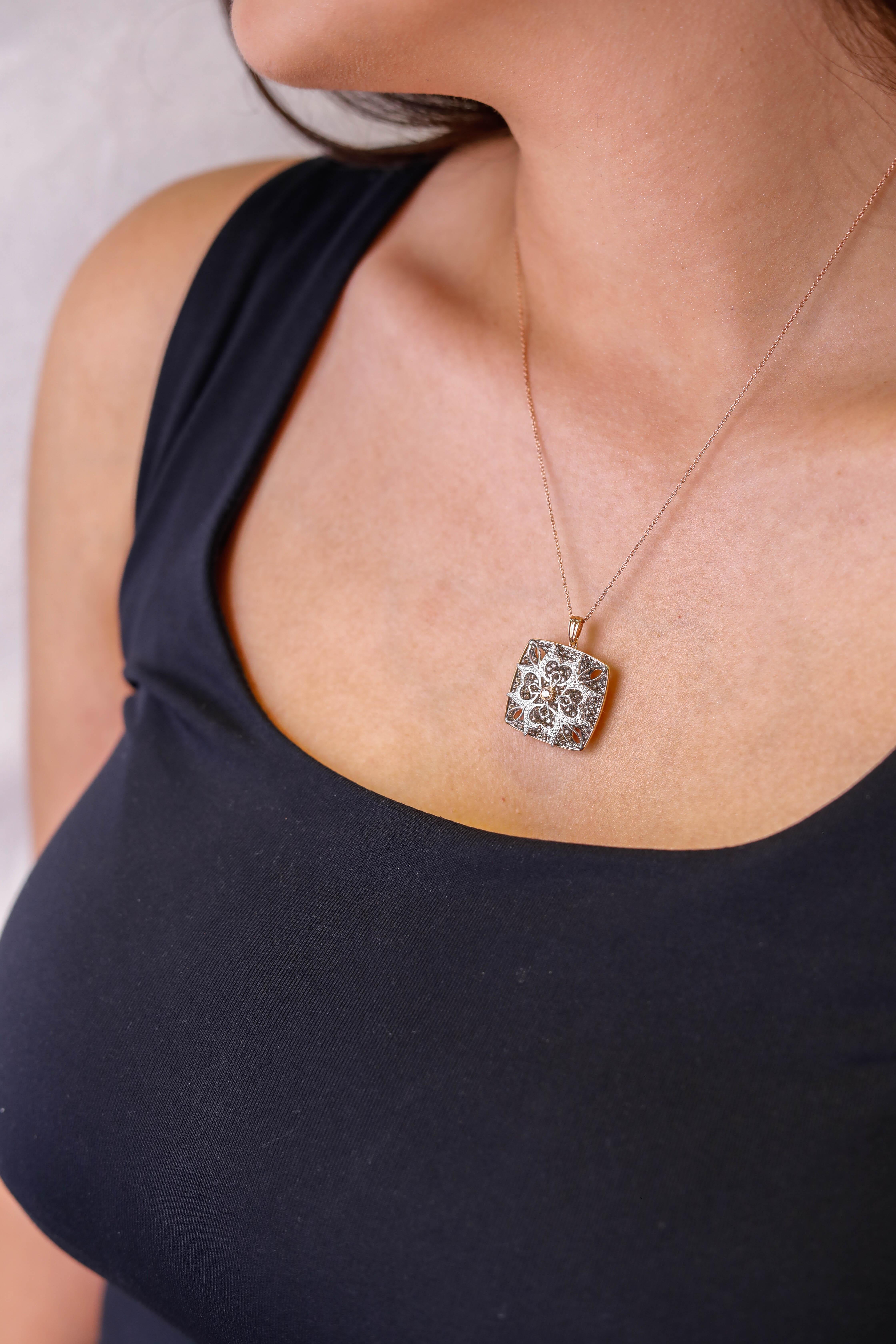 Modern 2.63 TCW White and Chocolate Diamond Pendant in 18 karat Gold by Gregg Ruth