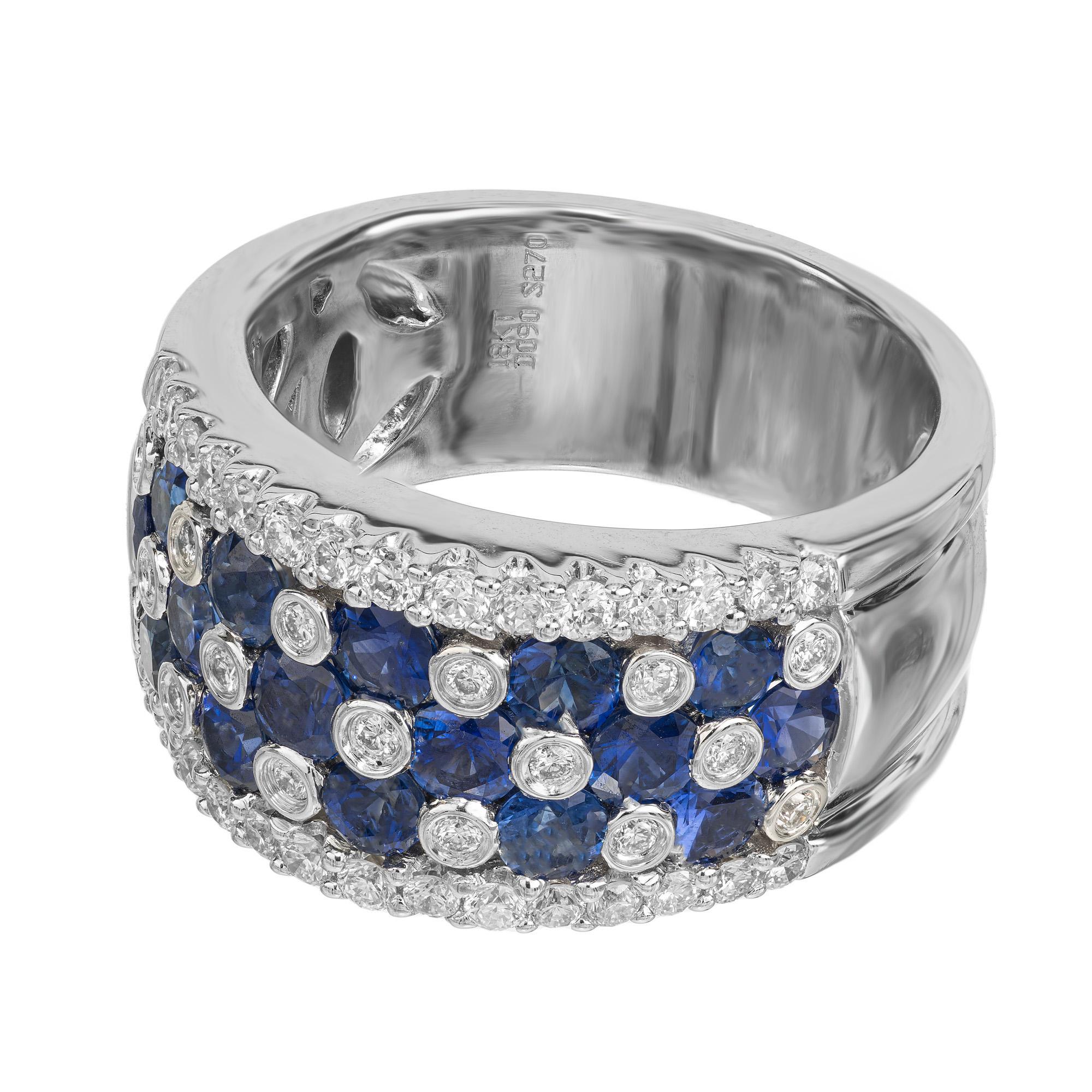 Round Cut Gregg Ruth 2.70 Carat Round Sapphire Diamond White Gold Band Ring For Sale