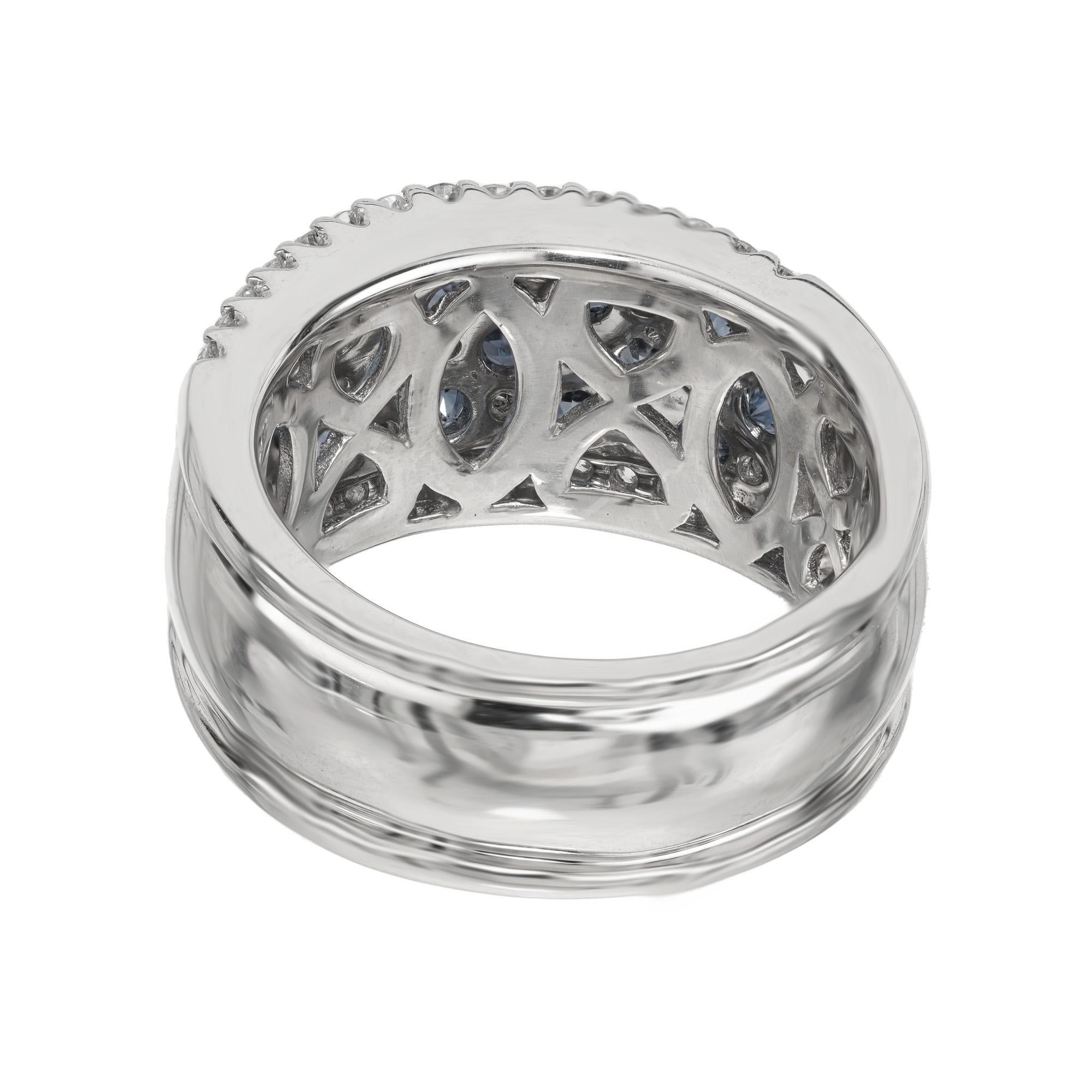 Women's Gregg Ruth 2.70 Carat Round Sapphire Diamond White Gold Band Ring For Sale