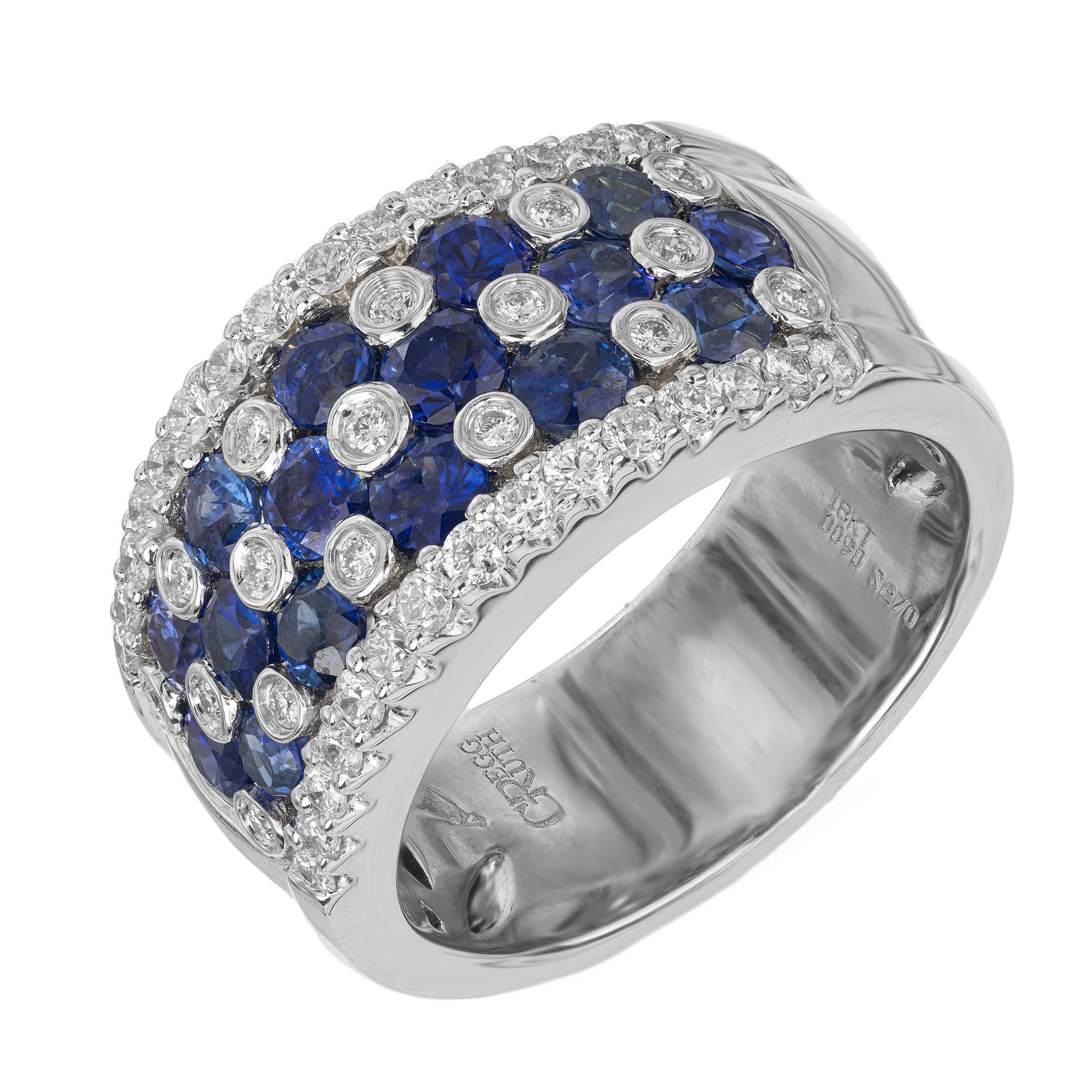 Gregg Ruth 2.70 Carat Round Sapphire Diamond White Gold Band Ring For Sale 2