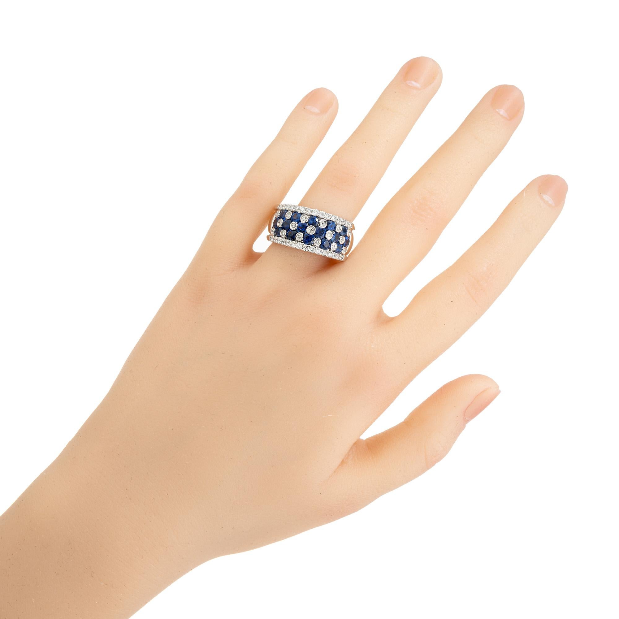 Gregg Ruth 2.70 Carat Round Sapphire Diamond White Gold Band Ring For Sale 4
