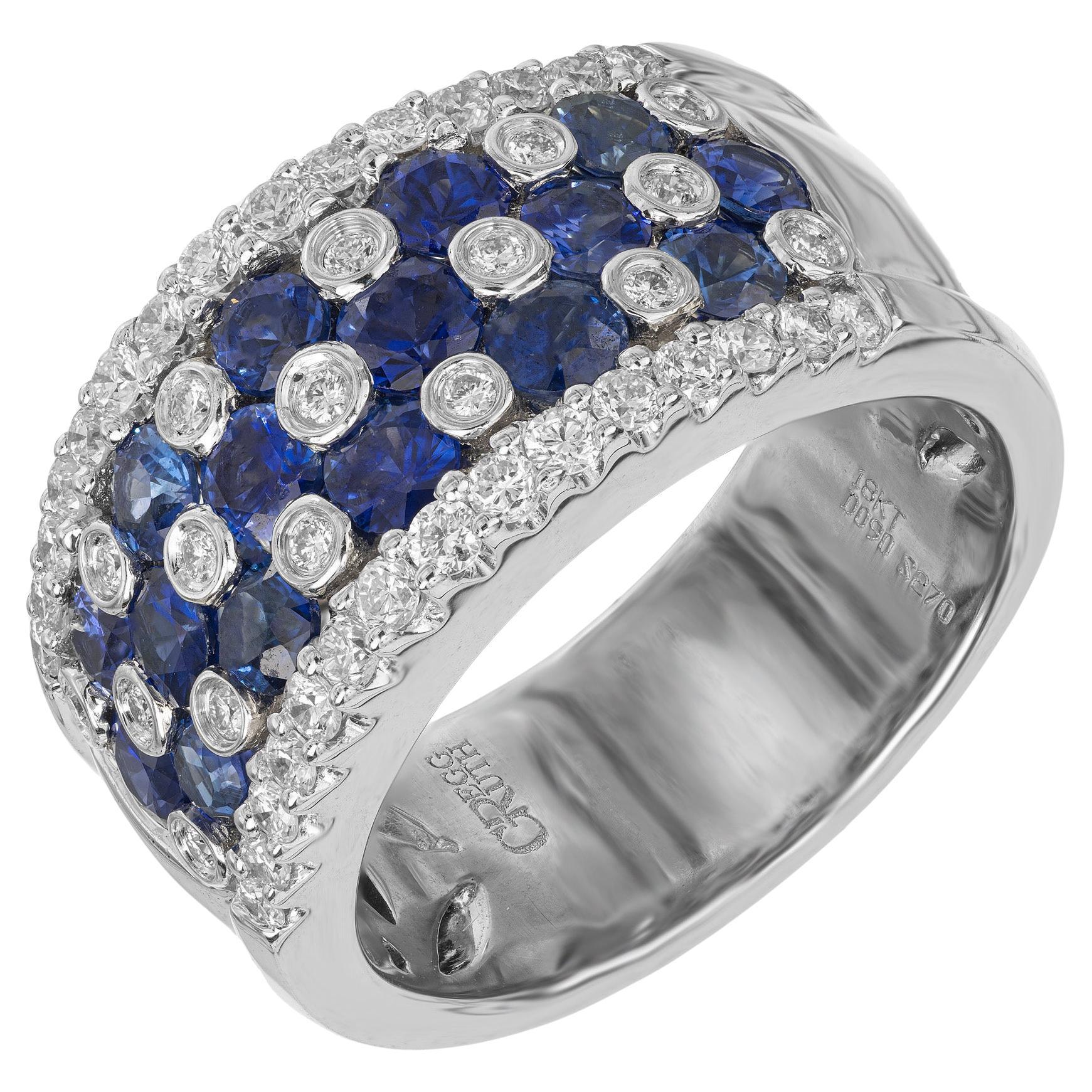 Gregg Ruth 2.70 Carat Round Sapphire Diamond White Gold Band Ring