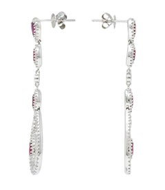 Gregg Ruth 2.85 Carats Ruby Diamond 18 Karat White Gold Drop Earrings