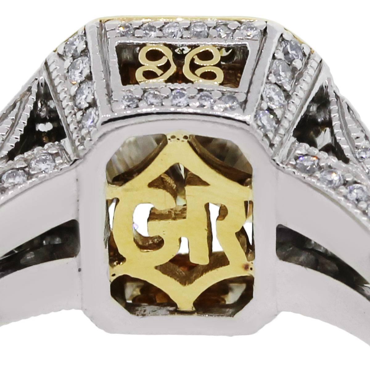 Women's Gregg Ruth 3.42 Carat Radiant Cut Light Fancy Yellow Diamond Engagement Ring