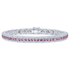 Gregg Ruth 4.70ctw Round Pink Sapphire & 1.85ctw Diamond Bracelet 18K White Gold