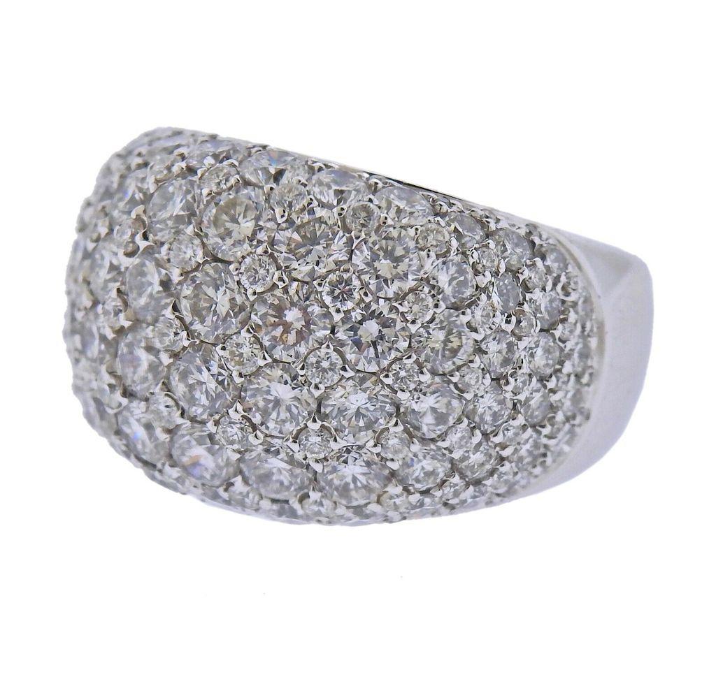 New 18k White gold ring by Gregg Ruth. Set with 5.56ctw of VS/G diamonds. Ring size - 6.5, ring top is 15mm wide. Marked - GR, 18k, D5.56. Weight - 15.2 grams. Retail $23550
