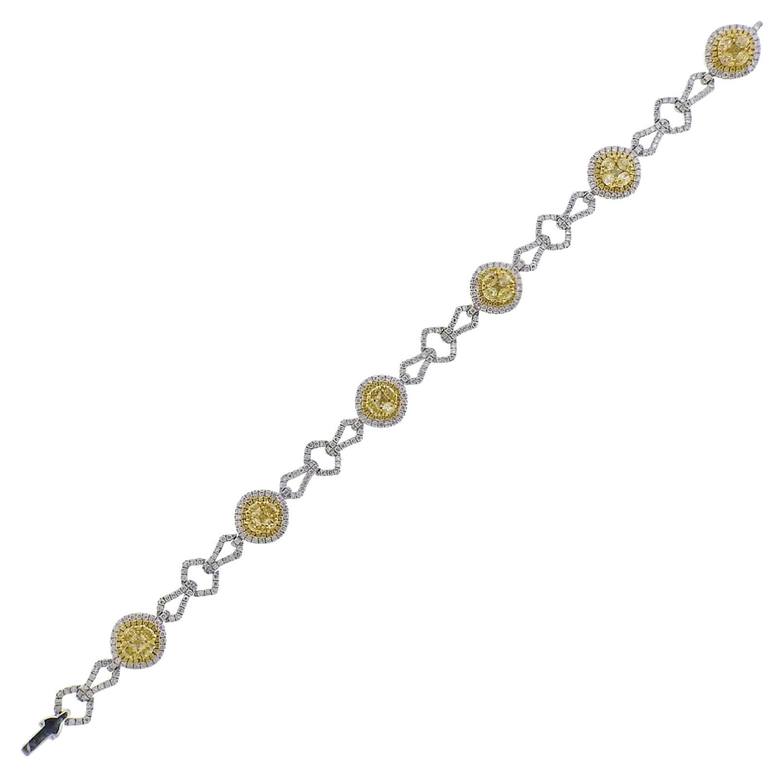 Gregg Ruth 6.10 Carat Yellow White Diamond Gold Bracelet