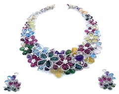 Gregg Ruth Conjunto Collar Flor Amatista Rubilita Turmalina Topacio