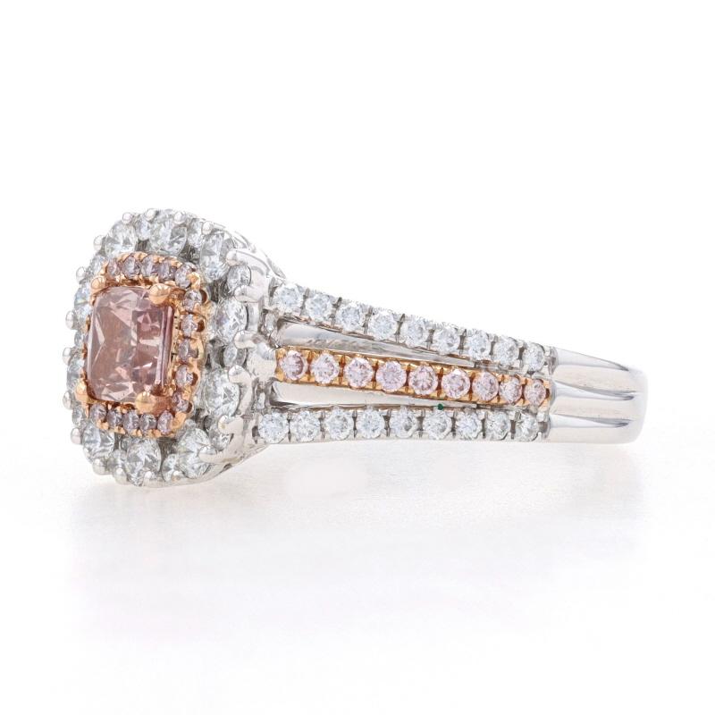 Cushion Cut Gregg Ruth Fancy Pink Diamond Halo Ring - White Gold 18k Cushion 1.46ctw GIA For Sale