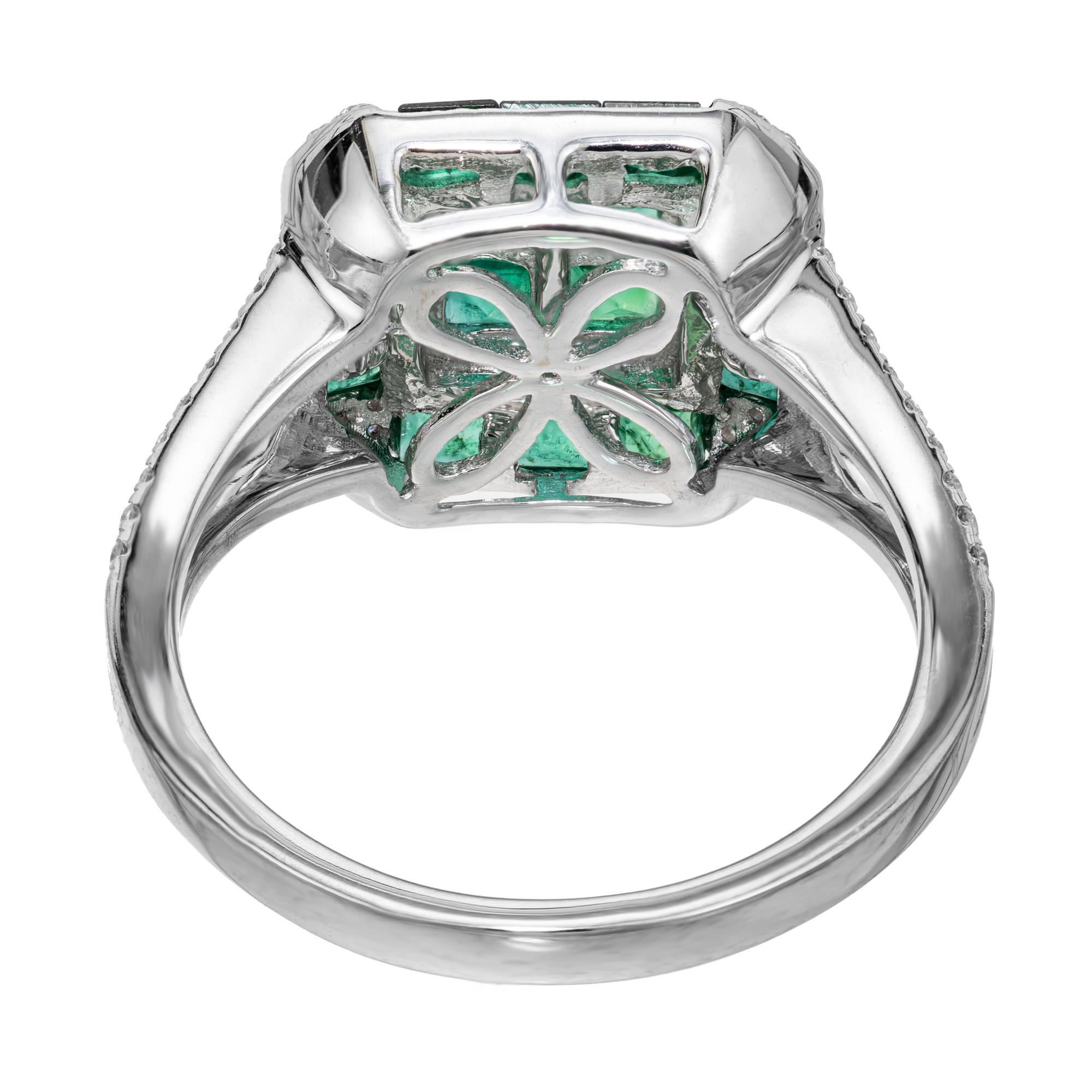 Gregg Ruth GIA Certified 1.71 Carat Emerald Diamond Halo White Gold Ring 1