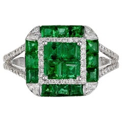Gregg Ruth GIA Certified 1.71 Carat Emerald Diamond Halo White Gold Ring