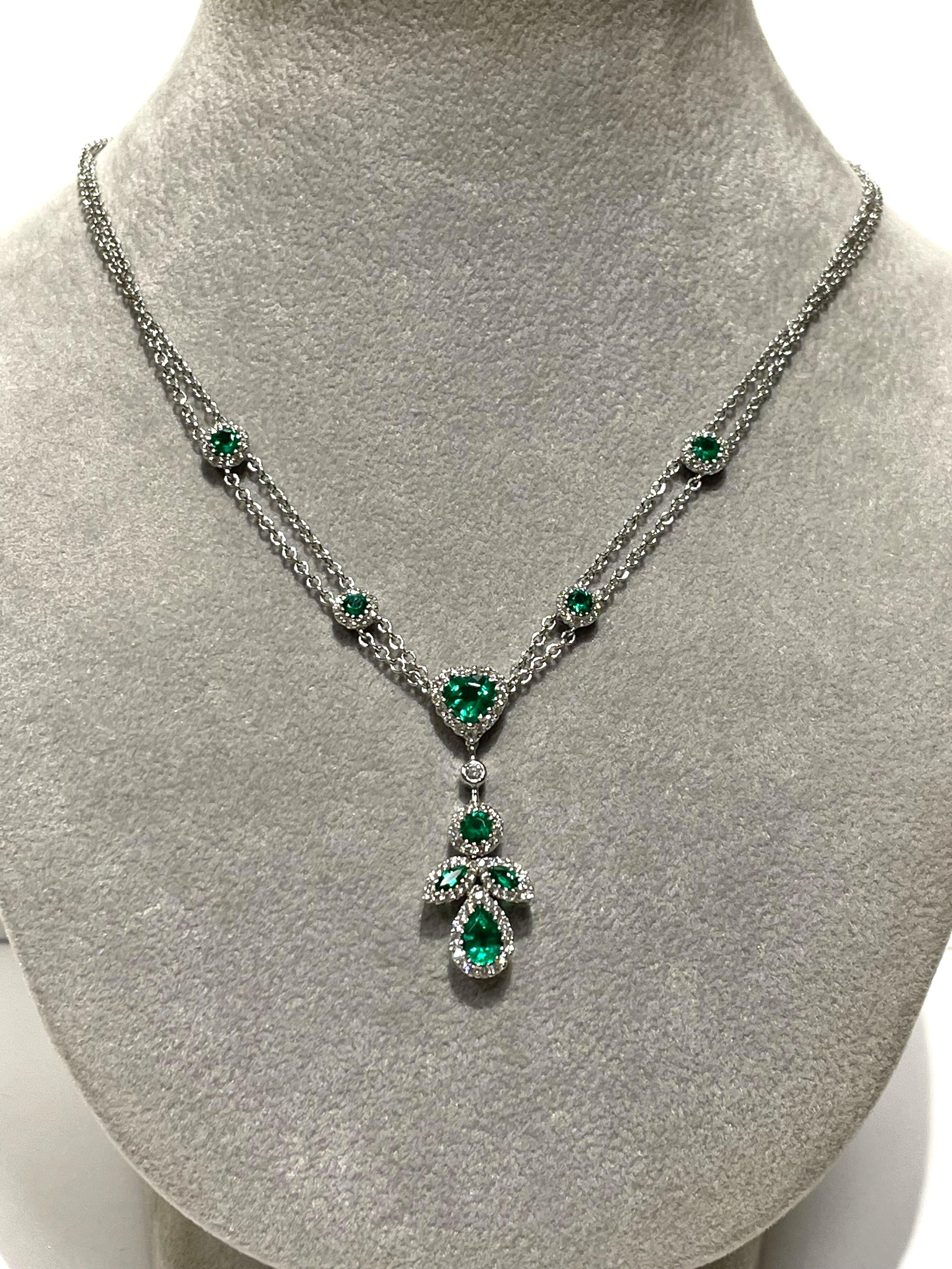 Gregg Ruth Ornate Emerald & Diamond Necklace For Sale 1