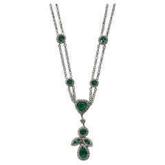 Gregg Ruth Ornate Smaragd & Diamant Halskette