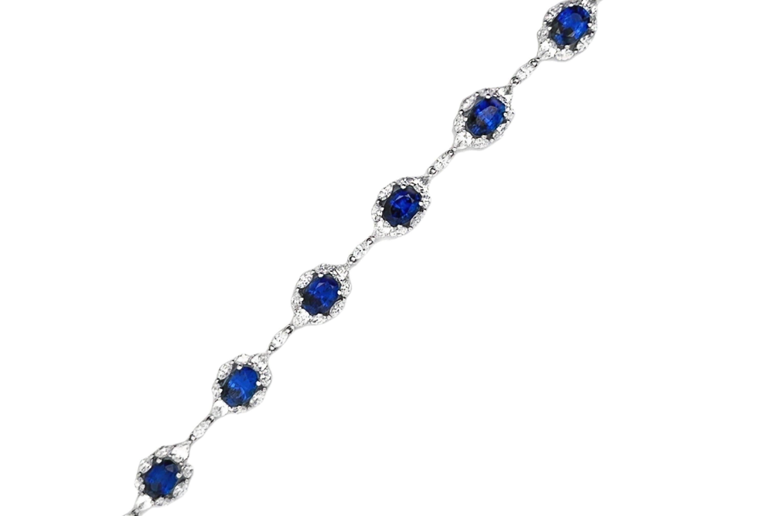 Oval Cut Gregg Ruth Oval Sapphire & Diamond Bracelet For Sale