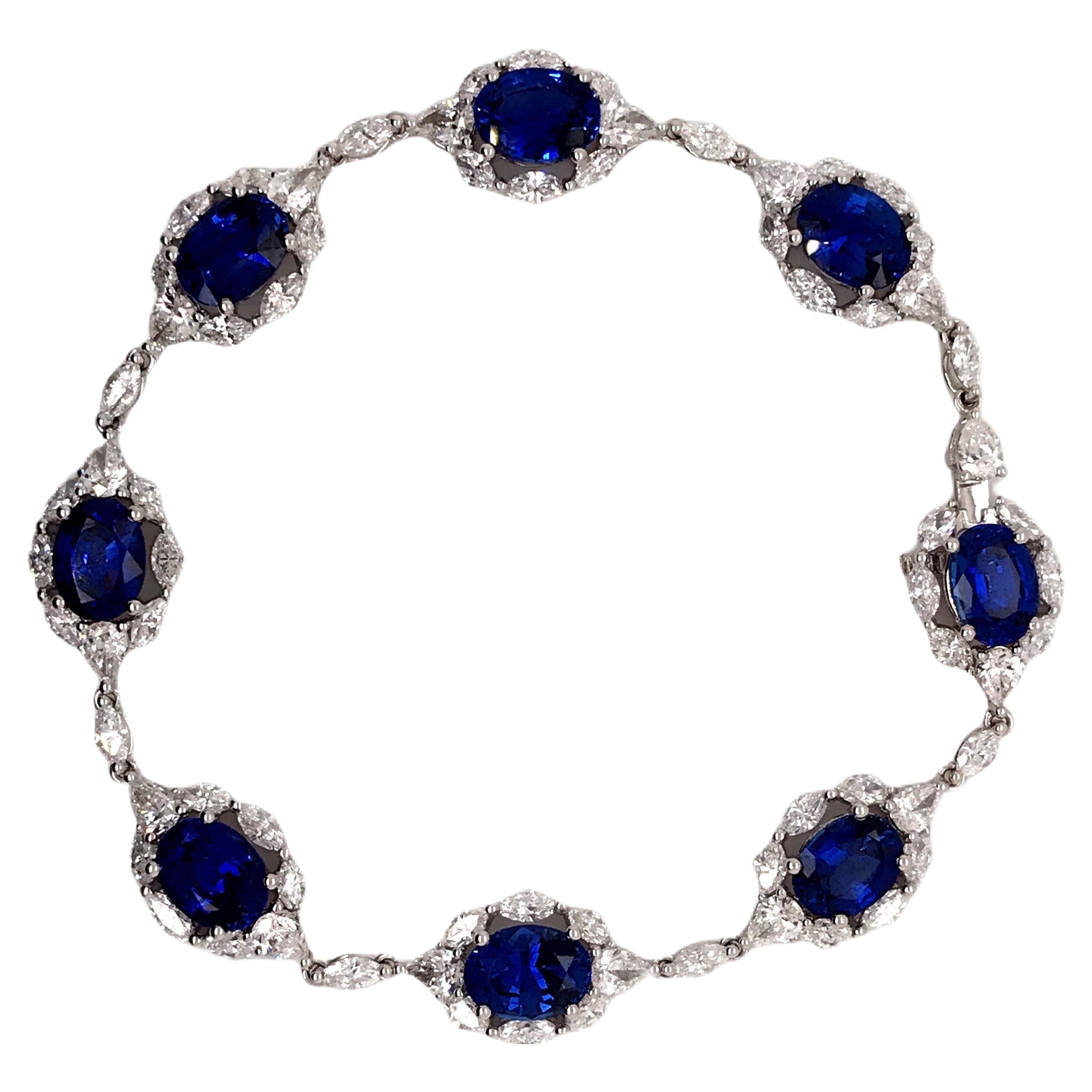 Gregg Ruth Oval Sapphire & Diamond Bracelet For Sale