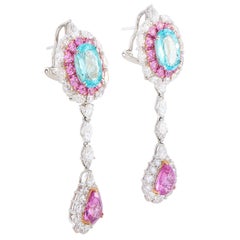 Pendientes Gregg Ruth de turmalina paraiba, diamante y zafiro rosa en oro de 18 quilates